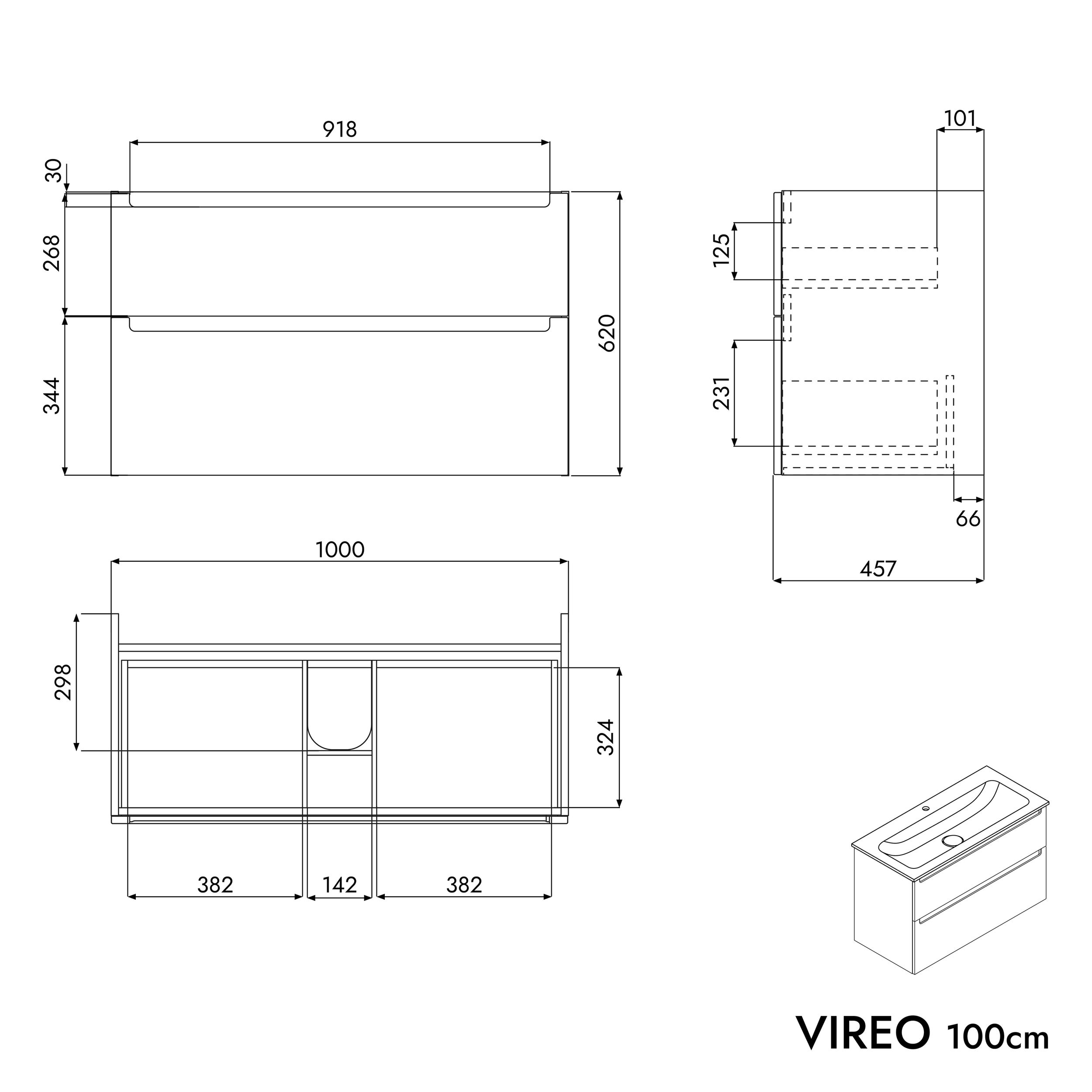 Mobile da bagno VIREO 100 cm