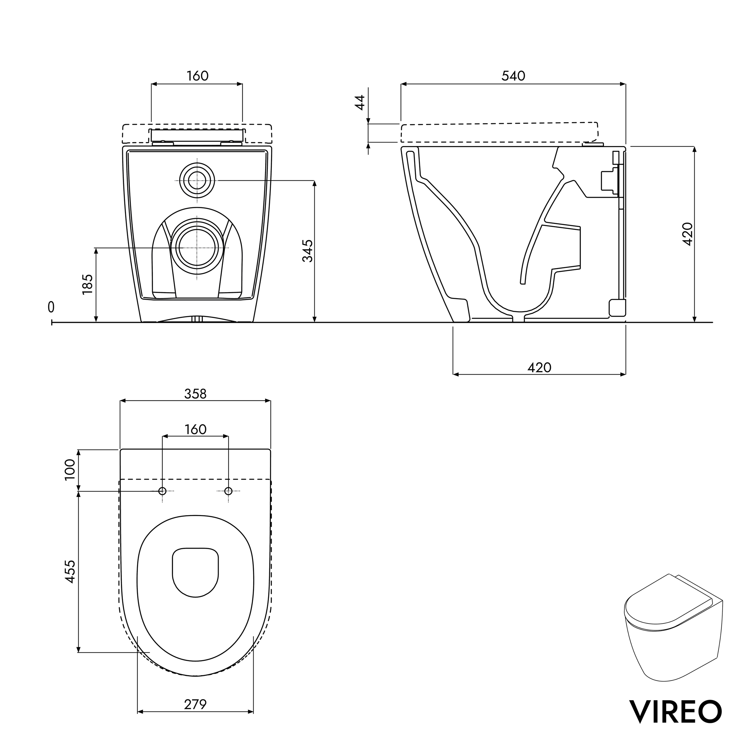 WC senza bordo VIREO incl. sedile WC soft-close con meccanismo di chiusura soft-close