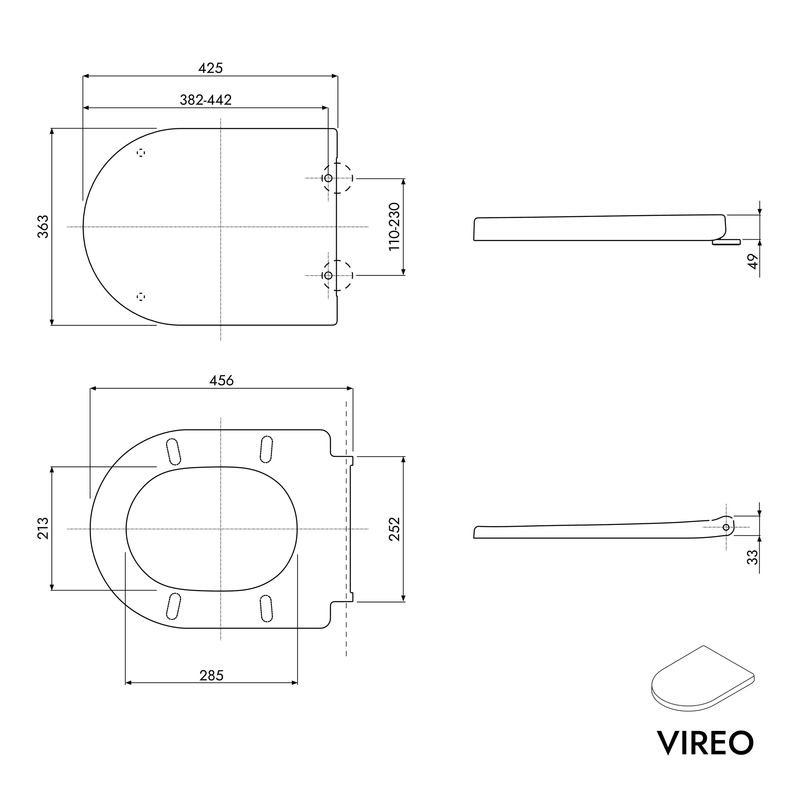 WC senza bordo VIREO incl. sedile WC soft-close con meccanismo di chiusura soft-close