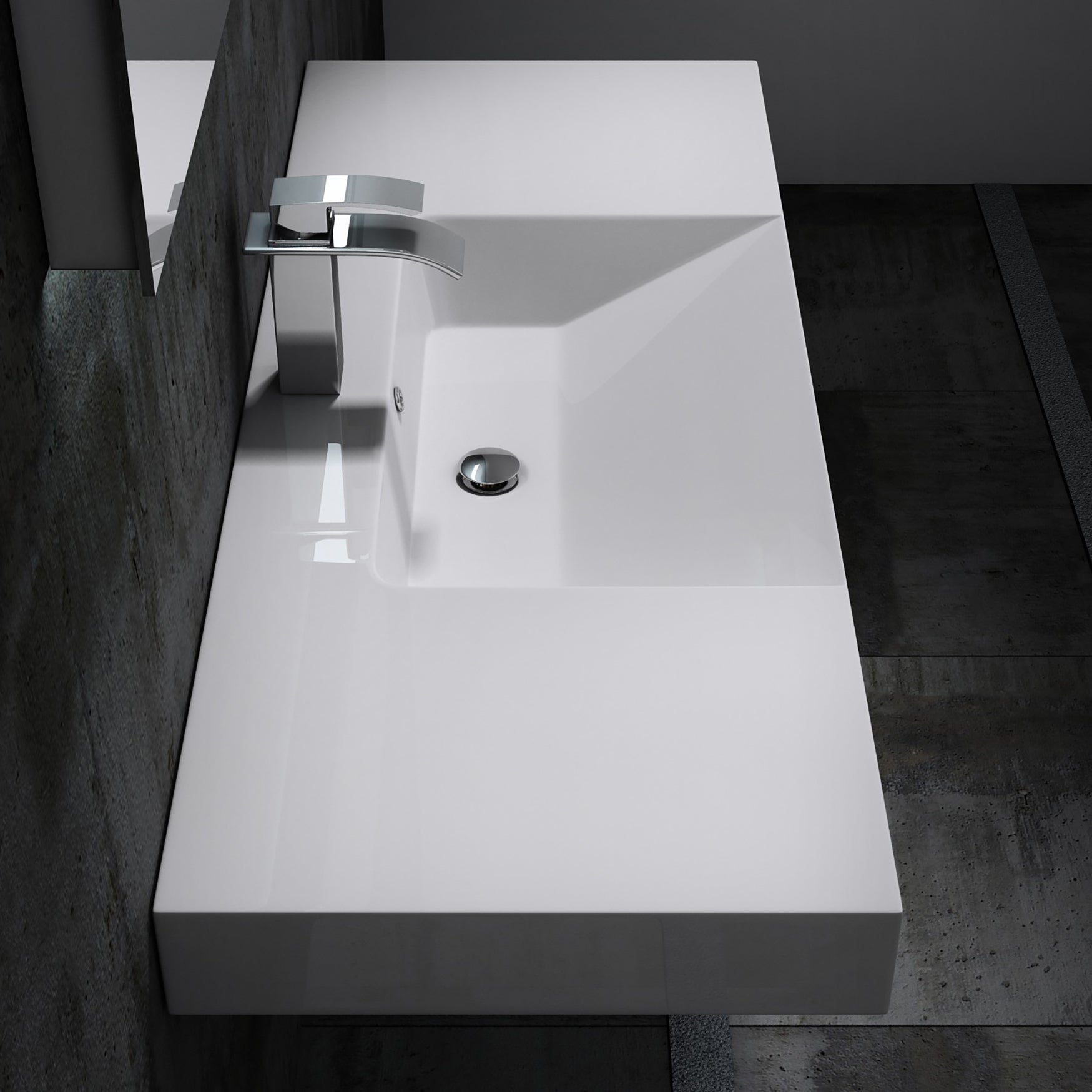 Lavabo a parete in marmo fuso BS6036