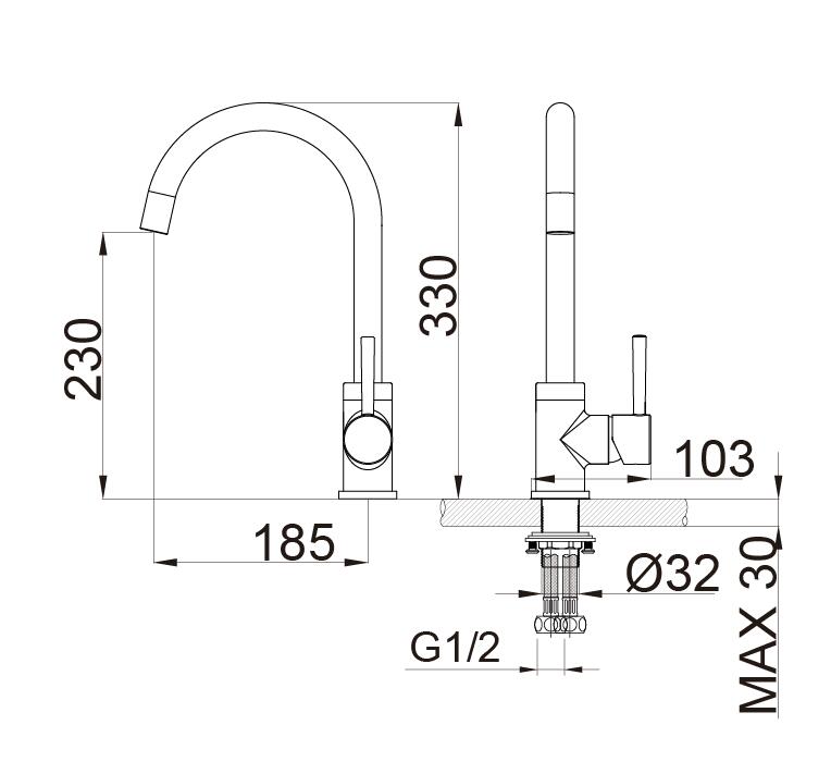 Rubinetto per lavabo monocommando monoforo Bernstein 1434C-33