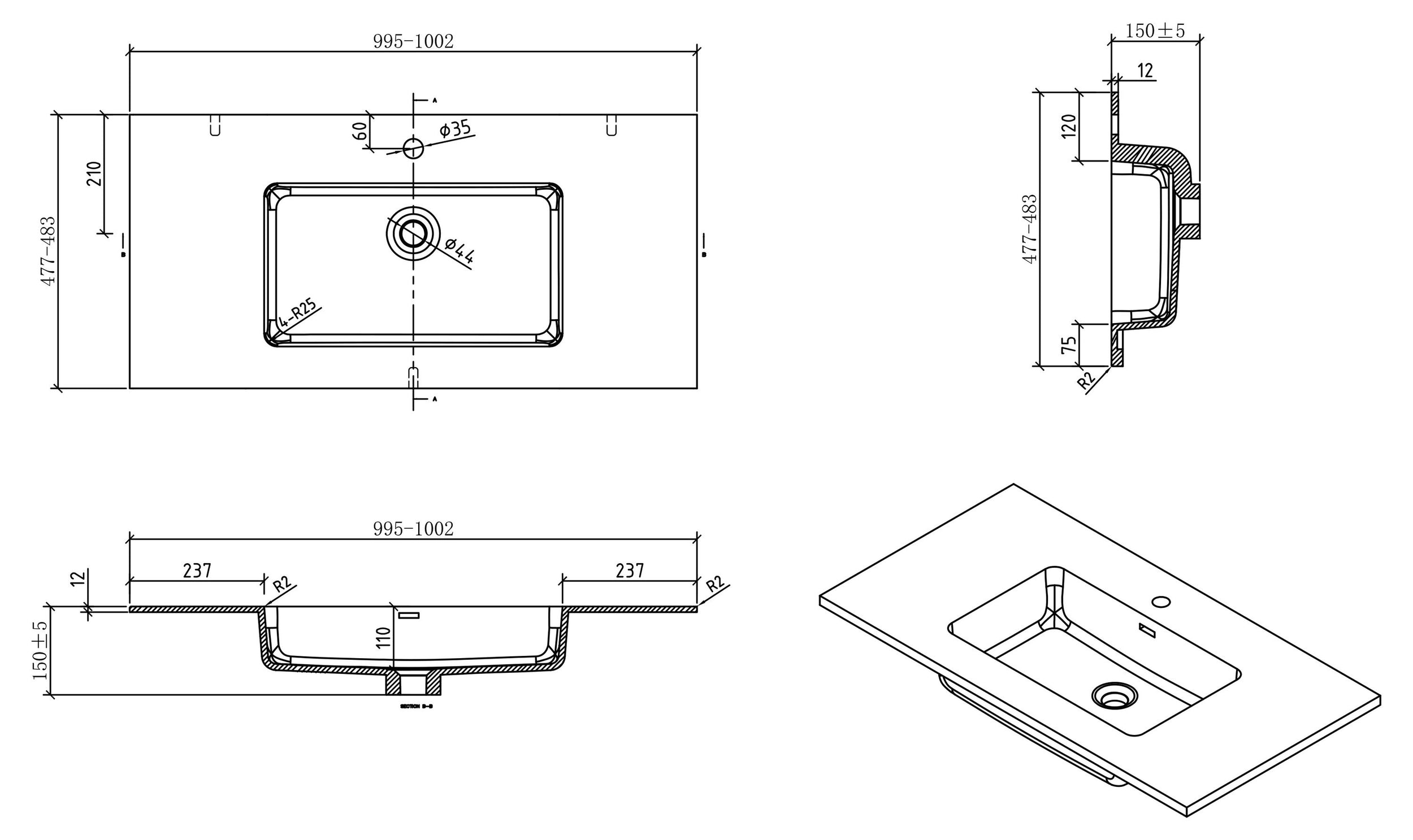 Set di mobili da bagno Alice 1000