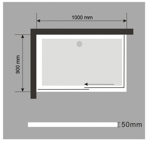 Piatto doccia rettangolare - superficie liscia - 100x90cm - con sistema di scarico
