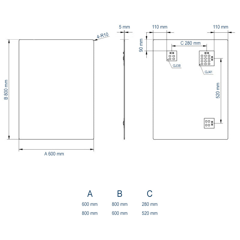 Specchio da bagno Specchio da parete 2137 Rettangolare