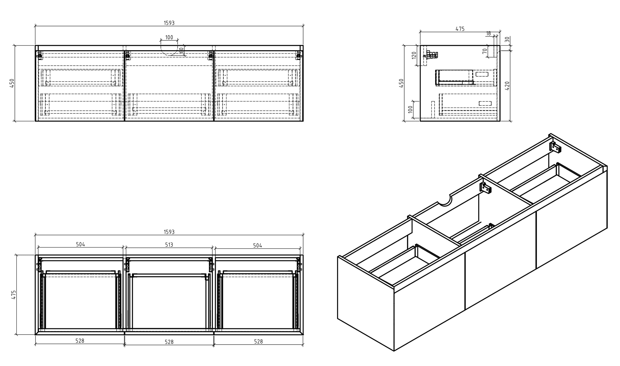 Mobile da bagno Luna 1600