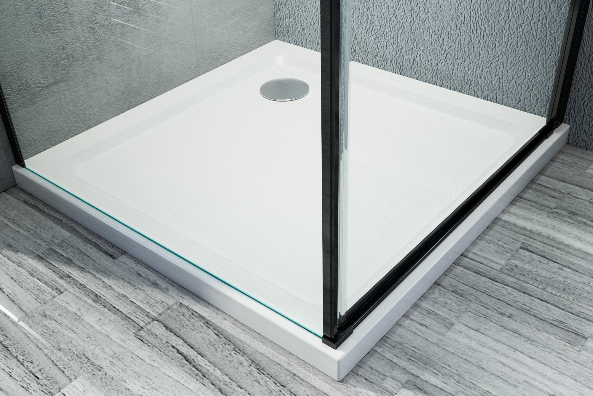 Cabina doccia angolare Nano 6mm in vero vetro EX416S Nero - 80 x 80 x 195 cm