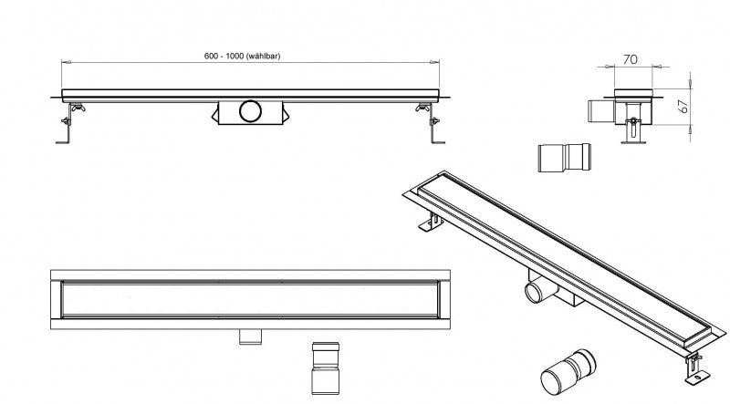 Canalina doccia in acciaio inox GT02