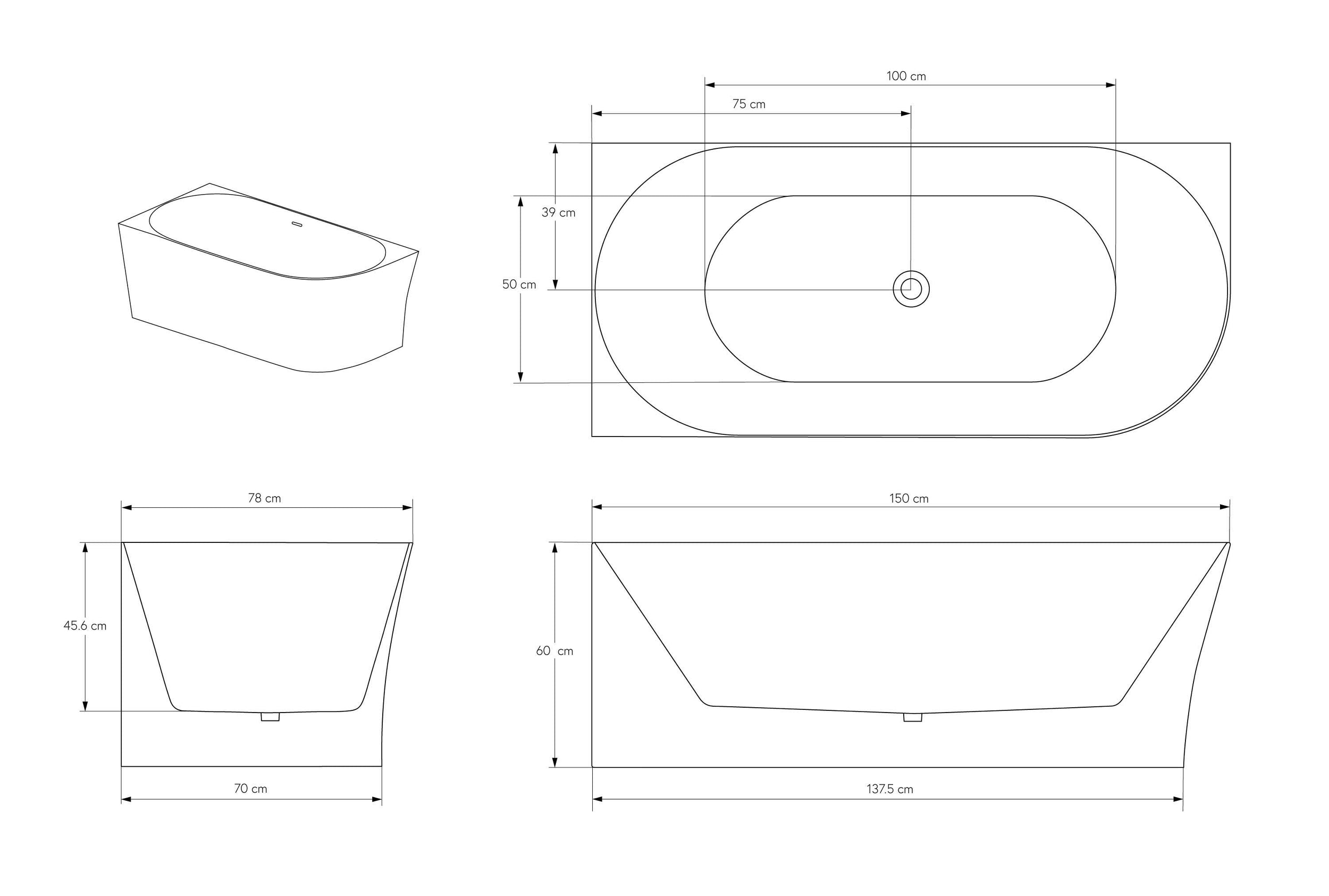 Vasca da bagno freestanding NOVA SLIM LINE