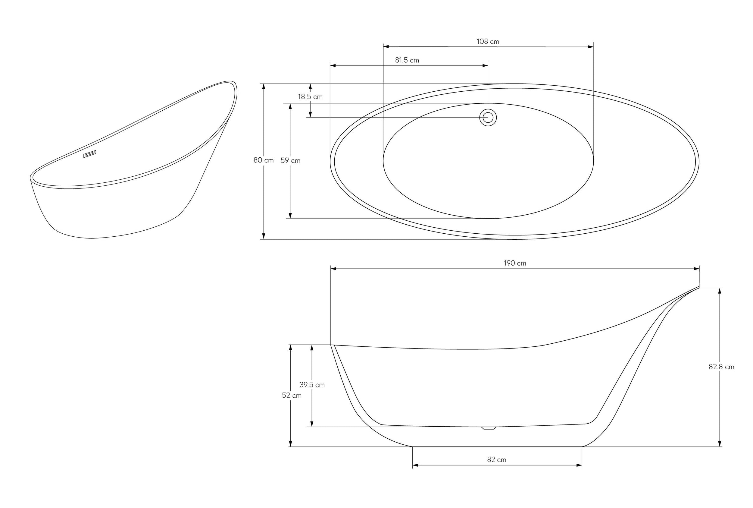 Vasca da bagno freestanding SOPHIE Acrilico