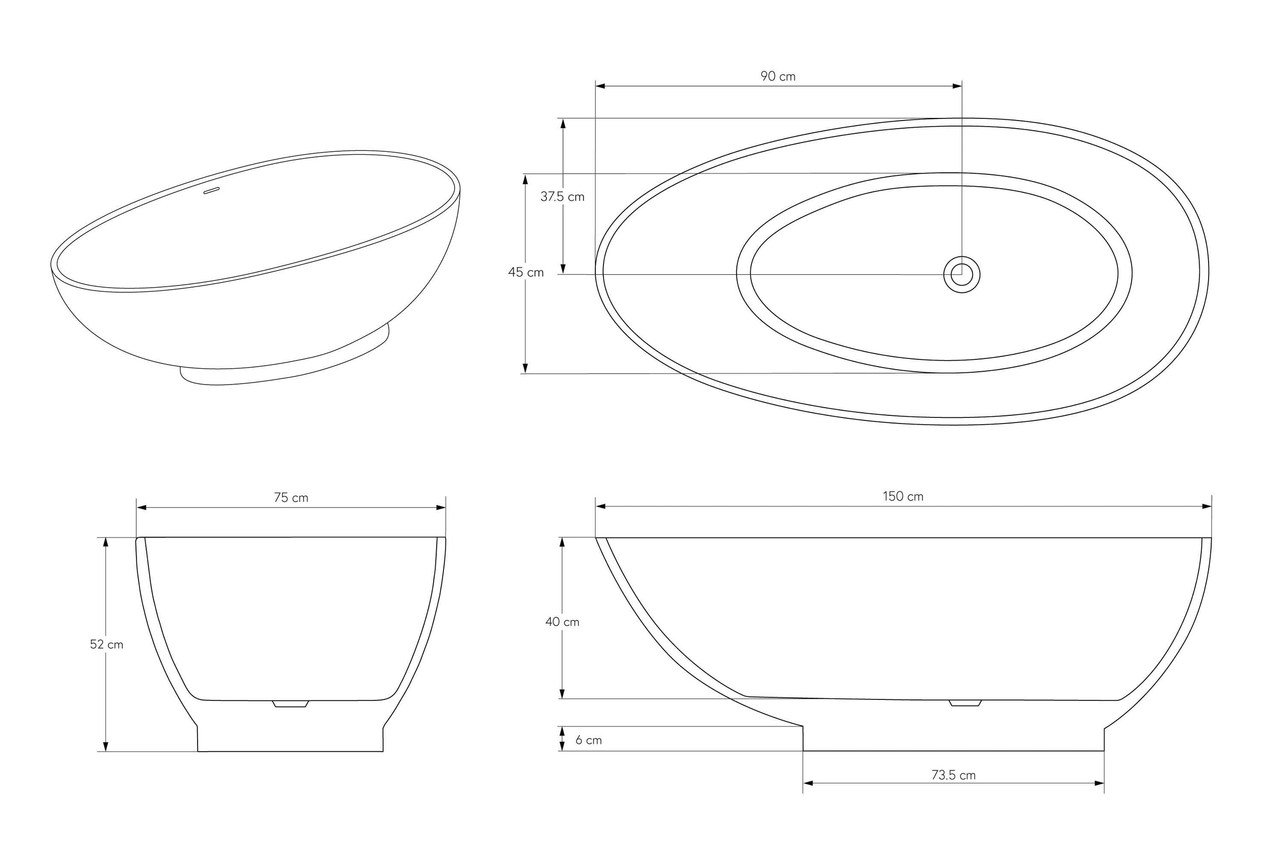 Vasca da bagno freestanding VIGO mineral cast