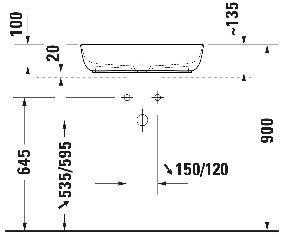 Lavabo da appoggio Duravit Lagoa 60 cm, DuraCast Smooth - Bianco opaco