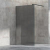 Parete doccia Walk-In - Nano - vetro temprato grigio - 8mm - EX101 nero - larghezza a scelta