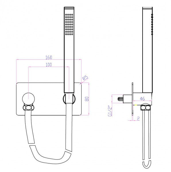 Gomito di collegamento a parete con supporto doccia CZT050B