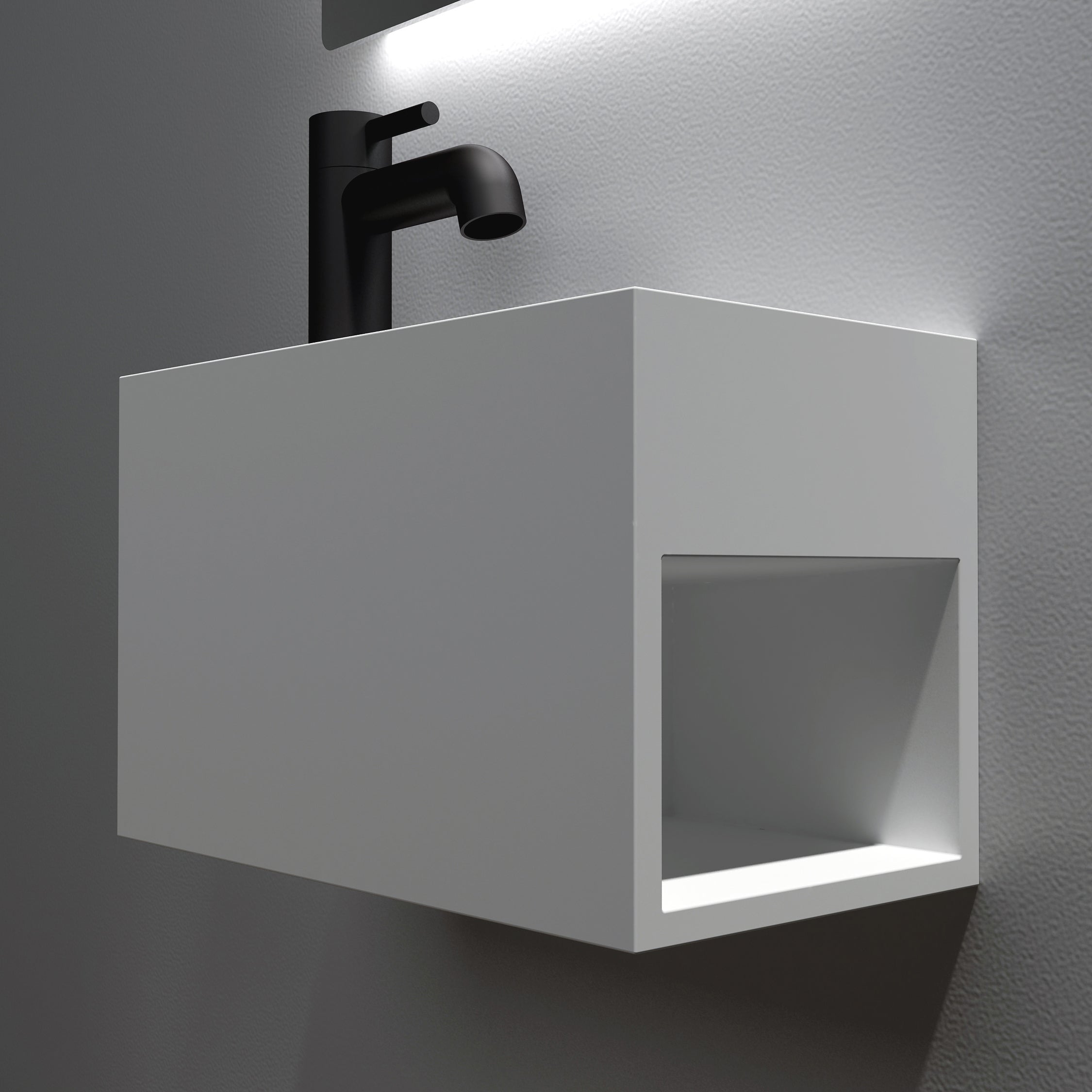 Lavabo a parete PB2046 in Mineralguss - 33 x 18 x 20,5 cm