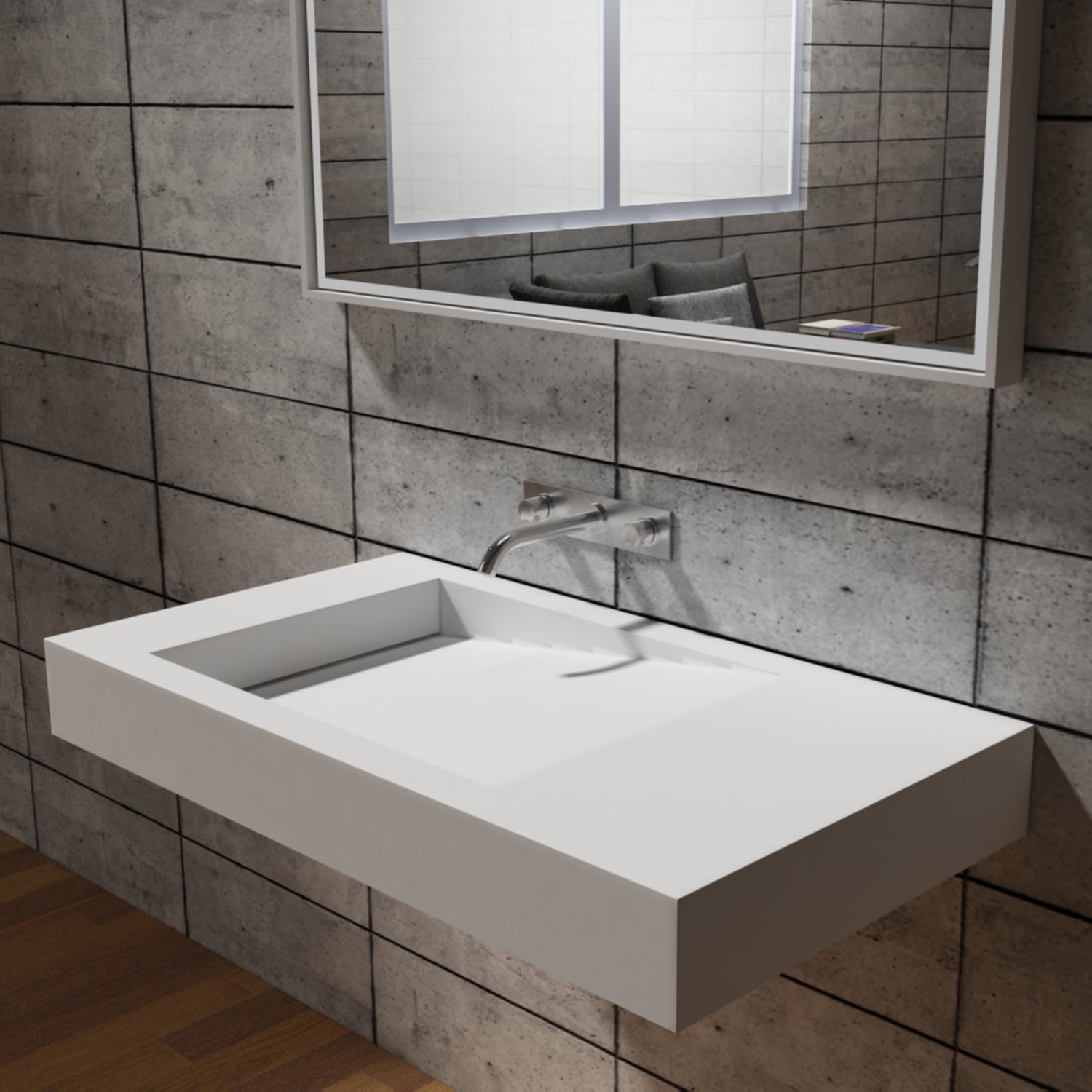 Lavabo a parete PB2155 in fusione minerale